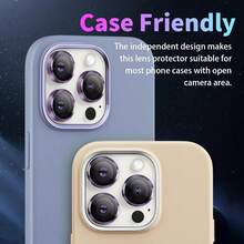 Bộ 3 miếng dán bảo vệ ống kính camera bằng kính cường lực 9H - Tương thích với ống kính camera của 17 Pro, ốp bảo vệ độc lập bằng kim loại, độ trong suốt cao, tương thích với các dòng máy 17 Pro Max/17 Pro/17 Air/17/15 Pro Max, 14 Plus, 13, 12, 11, 15 Pro, 15 Plus, 14 Pro - Vừa khít, ốp điện thoại chống trầy xước (Màu tím) - Màu tím - Xem 5