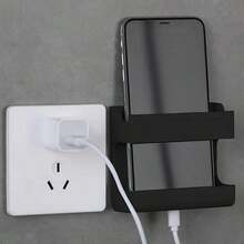 1pc Wall Mounted Remote Control Storage Box, Mobile Phone Charging Bracket, Enclosure Type Storage Rack - Multicolor - View 6