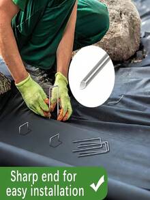 25/50/100 unidades de estacas de fixação para paisagismo, reforçadas e resistentes à ferrugem, em formato de U - Adequadas para camping, capina, grama artificial e telas - Estacas duráveis, suporte robusto, específicas para camping. - A - Ver 4