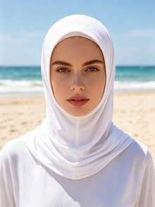 Foulard simple pour femmes, couleur unie, respirant, protégeant le cou, haute élasticité, foulard de base, plage, voyage - multicolore - Voir 3