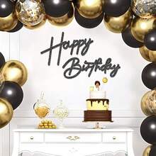 Babenest - Letrero de fieltro blanco con texto en inglés "Happy Birthday", reutilizable, fuerte adhesión para telón de fondo, decoración de arco de globos, suministros para fiesta de cumpleaños - Negro Flash - Ver 6