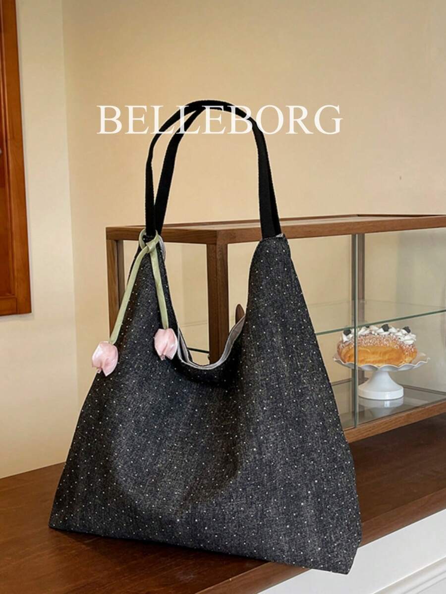 Túi đeo vai/túi xách tay nữ nhẹ nhàng, tối giản, đa năng, thích hợp cho công sở, kèm phụ kiện. - màu đen - Xem 1