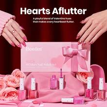 Beetles 6 Colors 7.5ml/0.25 Fl Oz Nail Polish Set - Love In Echo Quick Dry Spring Formula, Salon Long Lasting DIY Pastel Nail Art Gifts For Women - 6 Colors Hearts Aflutter - 查看 1