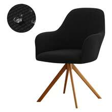 1pc/4pcs/6pcs Solid Color Minimalist Waterproof Chair Cover, Modern Luxury New Jacquard High Armrest Chair Slipcover, Soft Home Chair Protector, Stretchy & Durable, Dining Chair Cover, All Season Use - Black - View 9