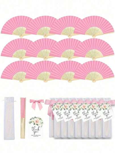 4/20/40pcs Set Elegant White Folding Fans, Includes Thank You Tags And Gift Bags, Bridal Bamboo Hand Fans, Individual Party Wedding Bridal Party Decor, Bridesmaid Bamboo Hand Fans, Individual Party Photo Props, Bridesmaid Gifts And Wedding Decorations, Perfect Wedding Favors, Wedding Decorations, Ideal For Parties And Events, Perfect Summer Accessory, Ladies Folding Fans