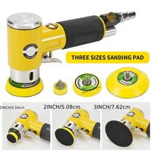 Kit de mini lijadora orbital aleatoria de 58 piezas de 2.54 cm/5.08 cm/7.62 cm, mini pulidora neumática de alta velocidad adecuada para trabajos de carrocería de automóviles, incluye esponja de pulido de 2.54/5.08/7.62 cm y almohadillas de papel de lija - A - Ver 4