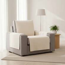 Kiva Funda Sofá Tamaño 1 Plaza Elástico y Versátil, Varios Colores Disponibles - Protector de Sofá Fácil de Colocar Con Gomas Ajustables - Renueva y Protege Asiento, Respaldo y Brazos - Envío GRATIS ✅ Entrega 24/48h a España (península) - Beige Live 2 - Ver 2