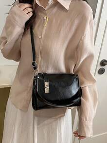 欧美风格百搭时尚手提包，奢华女士拉链单肩包，小众旅行及工作托特包 - 黑色 - 查看 3