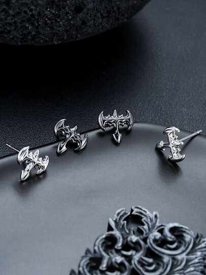 1 Đôi Khuyên Tai Hình Con Dơi Phong Cách Đường Phố Tối Giản Thời Trang, Phụ Kiện Nam Giới Thiết Kế Hip-Hop Độc Đáo, Thích Hợp Để Đeo Hàng Ngày, Quà Tặng Cho Bạn Bè Vào Các Ngày Lễ, Sinh Nhật, Kỷ Niệm.
