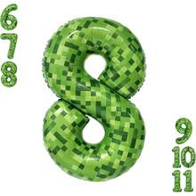 Globo de videojuego número 11, diferentes tonos de globos de números verdes para decoración de cumpleaños, suministros de fiesta de juego de píxeles, globo de 11 números - Número 8 - Ver 2