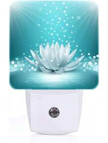 Globos de corazón rosa con luz nocturna, luces de noche enchufables con sensor de anochecer a amanecer para escaleras, pasillo, recámara, ideal para mujeres, niñas y niños, 0.5 W - Flor de loto Zen azul brillante - Ver 13