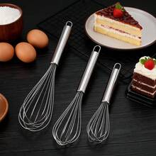 Set 3 buah Pengocok Tangan Stainless Steel, 8 inci + 10 inci + 12 inci, Alat Pembuat Kue Minimalis Modern, Pengocok Telur, Pengaduk Krim, Pembuih Susu - Grey - View 1