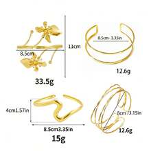 4件套金属简约夏季度假风格可调节手镯 - 4pc-5 - 查看 6