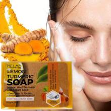 2 Packs Lemon Turmeric Soap, MELAO Natural Face & Body Soap With Lemon And Turmeric, For Deep Clean & Balanced Oil, Gentle Cleansing Bar, Smooth Skin, Home Cleaning Series, 120g/4.23oz - 2 Pcs - View 5