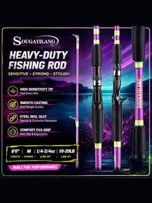 SOUGAYILANG 1.8m/5.9ft Ultralight Fishing Rod - Suitable For Freshwater And Saltwater Fishing Beginners, With EVA Handle And Ceramic Guides - Purple - View 6