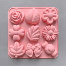 1 pièce Moule en silicone 3D en forme de fleur, moule en silicone d'automne, moule à bonbons d'Halloween, moule à chocolat, bonbons, gâteau en forme de feuille d'érable et de gland - Vieux Rose - Voir 8