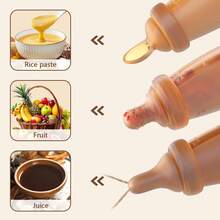 婴儿辅食瓶套装，三合一硅胶食物分装挤压喂食器，多功能婴儿奶瓶断奶瓶带喂食勺，普通奶嘴和果泥喂食奶嘴 - 彩色 - 查看 2