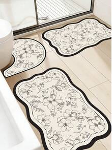 1pc/2pcs/3pcs Gold Flower Pattern Decorative Floor Mat, Room Decor, Bathroom Rug, Doormat, Small Rug, Carpet, Home Decor, Area Rug, Outdoor Mat, Bedroom Carpet, Washable Rug - Multicolor 9 - View 5