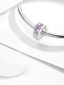 1颗925纯银紫色花朵珠子，适合女士手链、手镯DIY饰品制作及日常配饰装饰。 - 銀色 - 查看 5