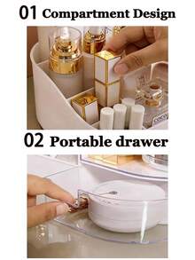 Skincare Product Storage Box, Vanity Storage Box With Drawers, Desktop Cosmetic Storage Box, Containing Lipsticks, Brushes, Eyeshadows And Makeup Brushes, For Desktop Organization. - View 7