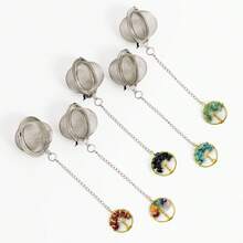 1pc 304 Stainless Steel Life Tree Shaped Tea Infuser, Decorated With Purple Crystal, Rose Quartz Crystal And Colorful Crystals - Multicolor - View 28