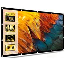 Pantalla de proyección de 150 pulgadas, plegable sin arrugas 16:9 HD 4K portátil, adecuada para cine en casa, uso al aire interior, compatible con proyección de doble cara (con ganchos) - Ver 1