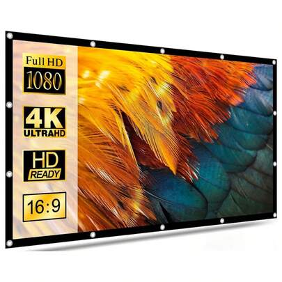 150-Inch Projection Screen, Wrinkle-Free Foldable 16:9 HD 4K Portable Projection Screen, Suitable For Home Theater, Outdoor And Indoor Use, Supports Double-Sided Projection (With Hooks)