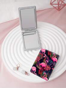 1PC Pastoral British Style Floral Series Makeup Mirror, Foldable, Lightweight, Ultra-Thin, Convenient, Durable PU Leather, Suitable For Various Occasions, Travel, Parties, Work, School, Suitable For All Ages, Universal - Multicolor - View 3
