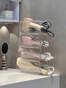 1pc Stackable PET Curling Iron Storage Rack, Hair Styling Tool Organizer - Clear - View 1