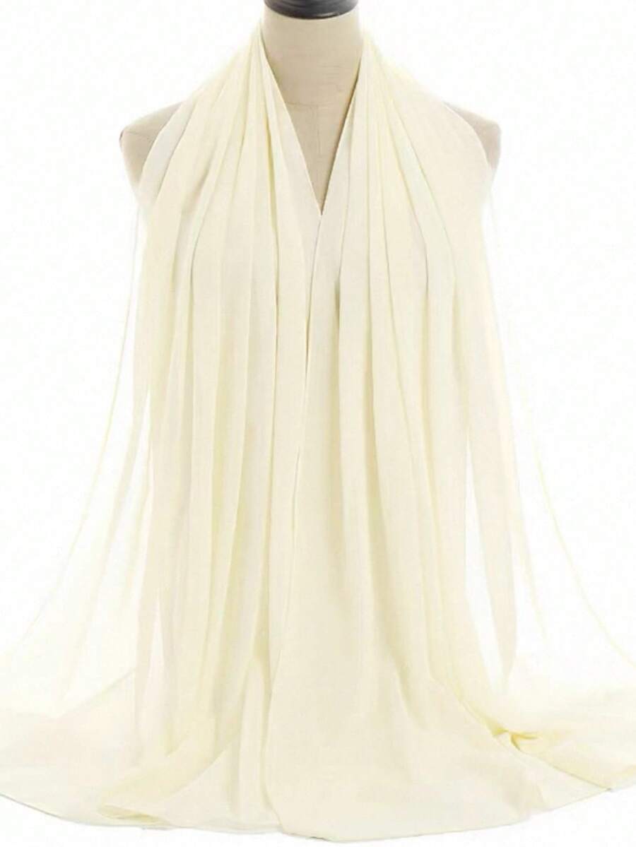 1 pieza Hiyab modesto, versátil, de unicolor, suave y transpirable de gasa, esencial para primavera/verano, playa, vacaciones y viajes - blanco lechoso - Ver 1