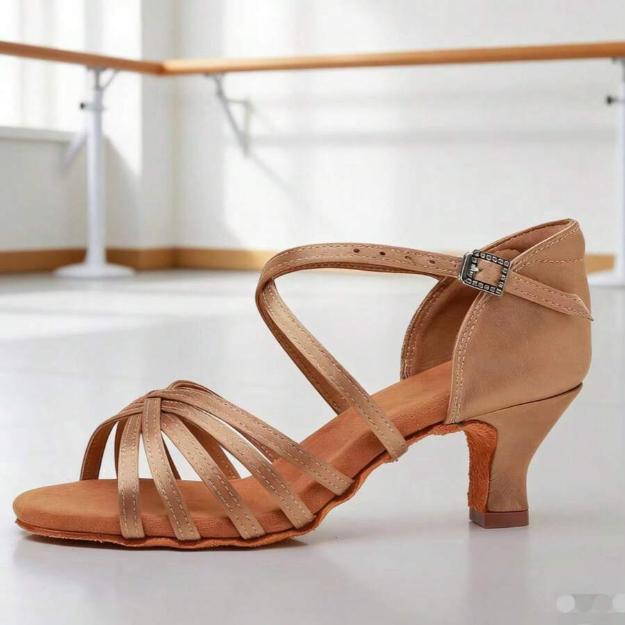 Sepatu Dansa Latin Hak 5cm/7cm, Bahan Satin, Cocok untuk Aula Dansa Profesional, Latihan Dansa Dewasa, Tersedia 3 Pilihan Warna