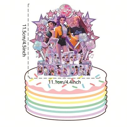 1pc 2026 New K-POP D Emon Hunter Girl Group Decorative Card, Suitable For Birthday Party Decoration, K-POP Themed Party Decoration
