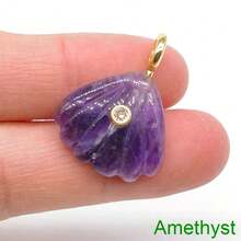 Mặt dây chuyền hình vỏ sò bằng đá pha lê tự nhiên đính zirconia, đá thạch anh tím, đá mắt hổ, đá mã não được chạm khắc tinh xảo, thích hợp để làm trang sức, bán sỉ dây chuyền, dễ thương. - Cục đá - Xem 15