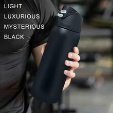 Ow-Dual-Mode 304L Stainless Steel Outdoor Sports Water Bottle - Features A Built-In Straw And Double-Wall Vacuum Insulation, Ideal For Cycling And Outdoor Activities. Designed For One-Handed Operation With A Push-To-Open Lid, This 32 Oz (945 Ml) Bottle Is Perfect For Keeping Water Ice-Cold During Camping Trips. It Is 100% Leak-Proof And Highly Portable, Featuring A Convenient Carrying Loop. Keeps Beverages Cold For 8–12 Hours. Boasting An Exquisite Design And Superior Craftsmanship, It Is Suitable For Travel, School, Camping, Rock Climbing, And Gym Use. (Drinkware / Water Bottles / Insulated Flasks)-Cycling Water Bottle - Car-Mounted Ice Cooler Cup - Baseball/Football/Basketball/Rugby/Fitness/Skiing/Yoga/Tourism/Yourth Camping Accessory-Vacuum Flasks-Reusable Cup-Everyday Tumbler-Perfect Birthday Gift-Father Day Tumbler - Rất, rất tối - Xem 3