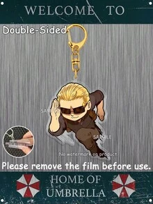 4款钥匙扣，生化危机4钥匙扣，里昂、威斯克、路易斯、杰克、艾什莉动漫钥匙扣，包包挂饰，汽车挂饰，水瓶挂饰，生日礼物 - 彩色 - 查看 9