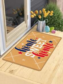 1pc American Country Style "Home Sweet Home" Welcome Mat, Independence Day Themed Rug, Entrance Mat, Living Room Carpet, Bedroom Carpet, Home Decor, Small Rug, Machine Washable Mat, Suitable For Living Room, Bedroom, Kitchen, Bathroom, Parties, Gatherings, Holidays, Gifts - Red, Blue and White Cozy Family-themed Floor Mat - View 9