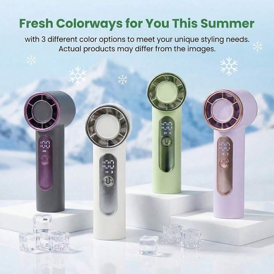 AOYI 1pc Rechargeable Digital Display Portable Handheld 100-Speed Adjustable Mini USB Charging Fan - Multicolor - View 1