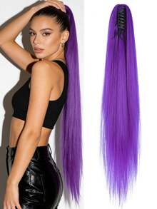32 Inch LongSynthetic Fiber Braided Purple Wig Braid, Cosplay Purple Braided Wig With Clip-On Ponytail Extension, Suitable For Costume Cosplay, Halloween, Christmas Beach Accessories Hair Clips Summer Outfits Claw Clips - Purple - View 1