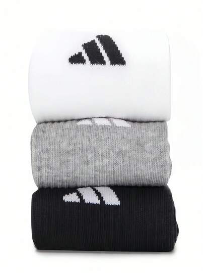 Adidas 三雙裝緩震中高筒襪，帶踝部支撐和足弓壓縮功能,【XS】建議鞋碼:34-36/21-22cm 【S】建議鞋碼:35-38/21-23.5cm 【M】建議鞋碼:39-42/24-26cm [23.5cm 【M】建議鞋碼：39-42/24-26cm 【286