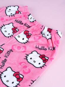 SANRIO 2件套三丽鸥授权法兰绒睡衣，可爱Hello Kitty女士休闲家居裤，粉色卡通KT印花，时尚秋季睡衣 - 彩色 - 查看 2