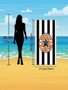 1pc Extra Large 150x200CM Newcastle St James' Park Black And White Striped Pattern Beach Towel/Blanket, Multiple Sizes Available, Quick-Dry Soft Portable Sand-Proof Super Absorbent Microfiber. Football Fan Casual Yoga Picnic, UV Protection; Suitable For Beach, Swimming Pool And Outdoor Activities, Travel Essential, Camping, Yoga, Gym, Sports, Swimming, Suitable For Men And Women. - Black and White Stripes - View 11