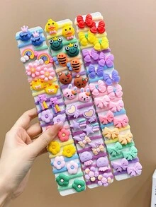 60pcs Girly Cartoon Towel Ring Hair Ties - Multicolor - View 8