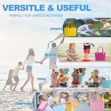 Rubber Tote Bag Small Beach Bag Waterproof Travel Bags Washable Tote Portable Handbag Sports Beach Outdoor - Màu Khaki - Xem 8