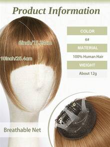 DNE HAIR Tóc mái kẹp 100% tóc thật, màu nâu nhạt, kiểu tóc mái có phần thái dương, tóc mái giả bằng tóc thật, trông tự nhiên, phù hợp cho nữ/bé gái sử dụng hàng ngày. - S6 - Xem 3