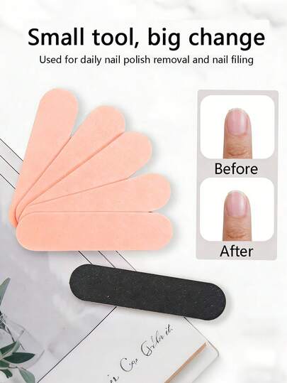 1.96 英寸/5 厘米迷你便携式指甲锉，旅行必备 – 100/180 目双面砂纸，用于抛光和修整凝胶指甲和指甲油 – 美甲工具