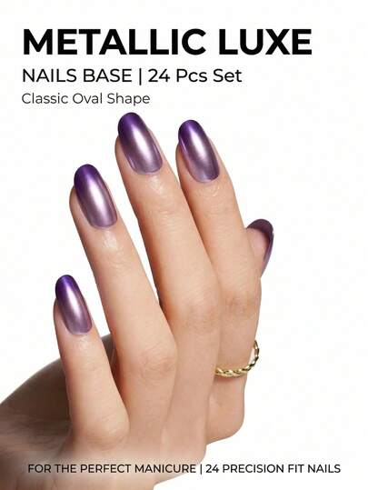 美甲底片 24 片/套 可卸深祖母绿闪粉美甲椭圆形按压式美甲贴片，ABS 材质假指甲按压式，女士时尚美甲，搭配 1 片果冻胶和 1 把指甲锉，适合派对和旅行