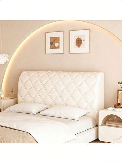 Solid Color Diamond Pattern Soft Down Headboard Cover. Solid Color Quilted Headboard Cover, With Milk Microfiber Full Wrap Design On The Front And Elastic Fabric On The Back. Simple And Exquisite, Soft To The Touch, Smooth And Comfortable, Wear-Resistant And Durable, Providing You With A Brand New Sleep Experience. Machine Washable. Experience The Gentle Embrace Of A Cloud-Like Pillow. The Full-Wrap Headboard Protector Is Suitable For Thin And Thick Headboards, Easy To Remove And Clean, And Fits Single And Double Beds.