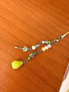 1pc Pear Phone Charm, Mobile Phone Chain, Handmade Beaded String, Mobile Phone Hanger, Mobile Phone Hanger Cord, CDD Camera Anti-Detachment Chain, Travel Anti-Detachment Mobile Phone Chain, Bag Pendant, Keychain, Apple A IrPods Pro Bluetooth Earphone Case Hanger, Holiday Birthday Gift For Women - Multicolor - View 2