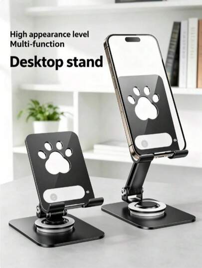 可爱猫爪金属旋转折叠式桌面手机支架，多功能直播/视频观看支架