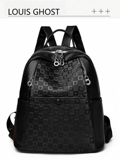 [Light Luxury Plaid Backpack | Multiple Colors Available . Stylish & Versatile . Premium Commuter Bag] The Main Compartment Features A Large Capacity Deccommodating Laptops, Daily Commuting Essentials